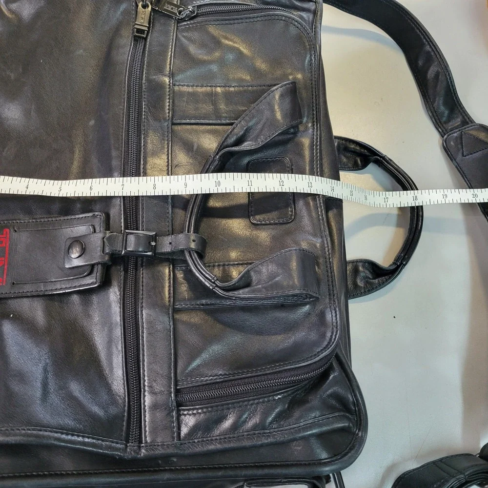 Tumi Black Leather Laptop Bag Briefcase Travel Bag 17x14 - Picture 5 of 14